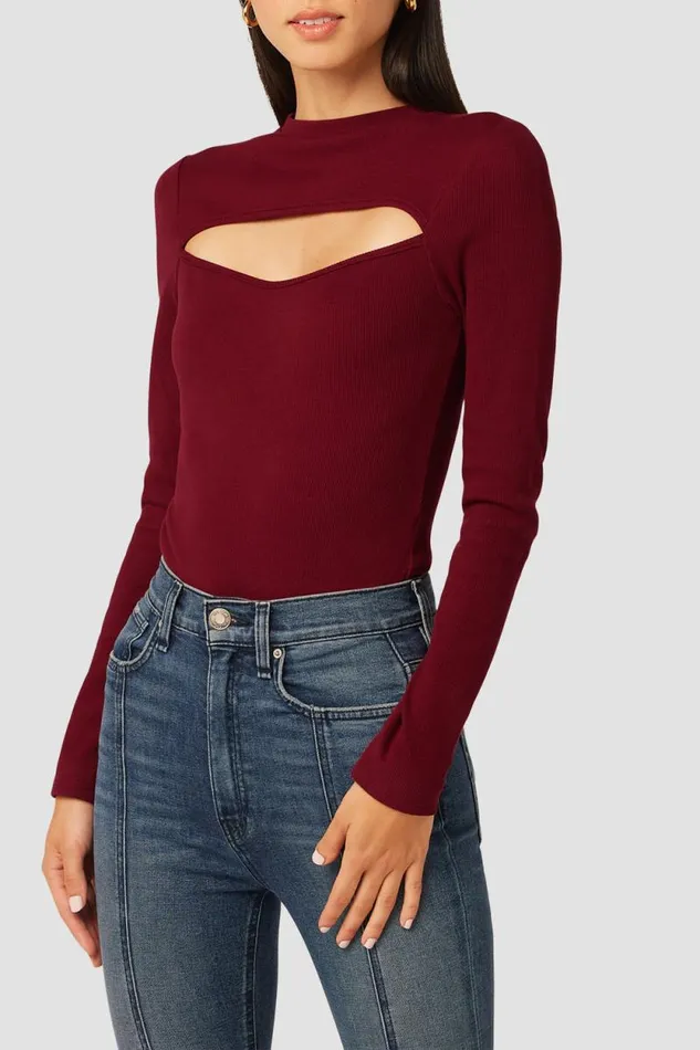 Tops and Sweaters Women Hudson Jeans Sweetheart Cut Out Bodysuit Syrah