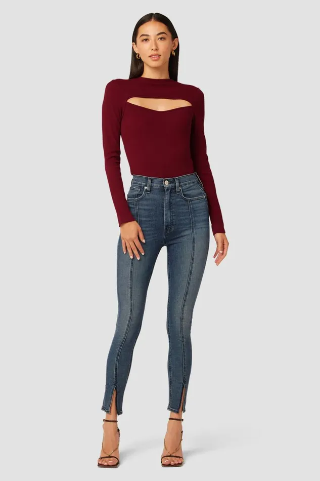 Tops and Sweaters Women Hudson Jeans Sweetheart Cut Out Bodysuit Syrah Tops and Sweaters Women Hudson Jeans Sweetheart Cut Out Bodysuit Syrah