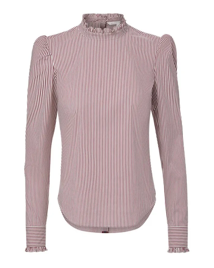 Tops and Tees Shop Veronica Beard Alford Striped Poplin Top Dark Raspberryoff White