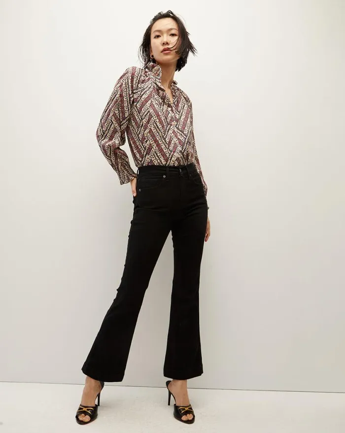 Tops and Tees Shop Veronica Beard Calisto ButtonDown Shirt Ecru Multi