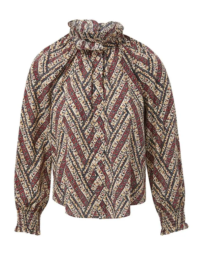 Tops and Tees Shop Veronica Beard Calisto ButtonDown Shirt Ecru Multi