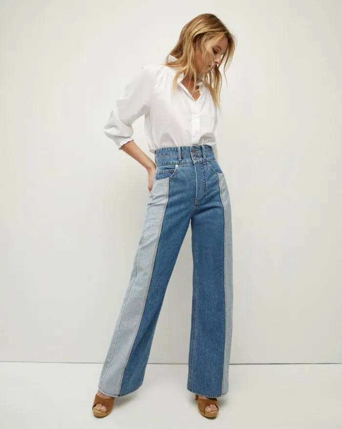 Tops and Tees Shop Veronica Beard Calisto Cotton Shirt Marine