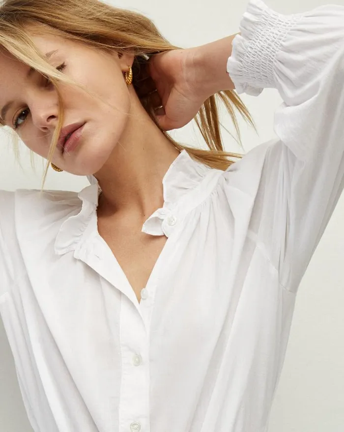 Tops and Tees Shop Veronica Beard Calisto Cotton Shirt Marine