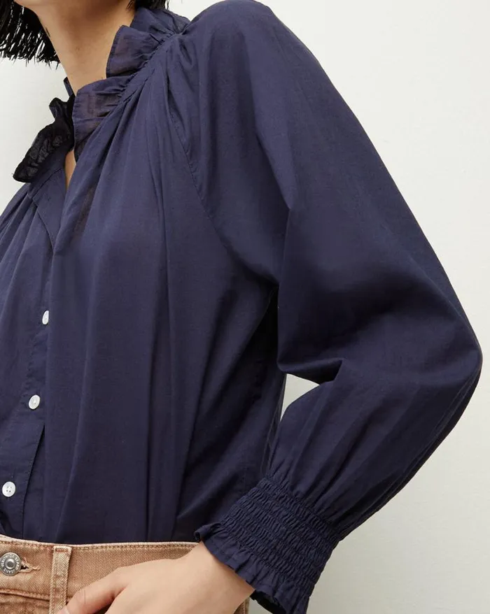 Tops and Tees Shop Veronica Beard Calisto Cotton Shirt Marine
