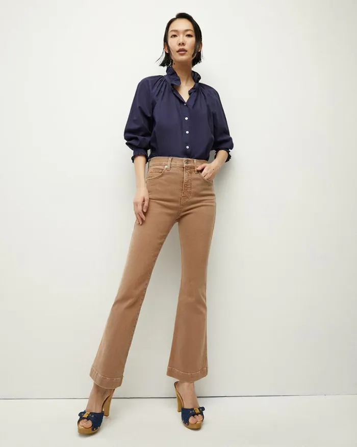 Tops and Tees Shop Veronica Beard Calisto Cotton Shirt Marine