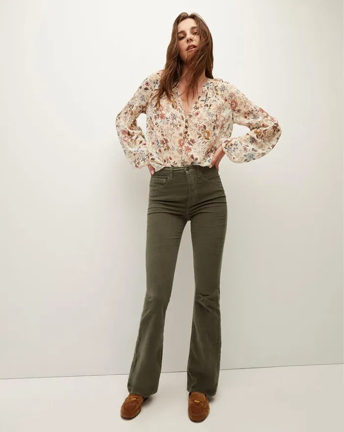 Tops and Tees Shop Veronica Beard Clarina Floral SilkGeorgette Top Ecru Multi