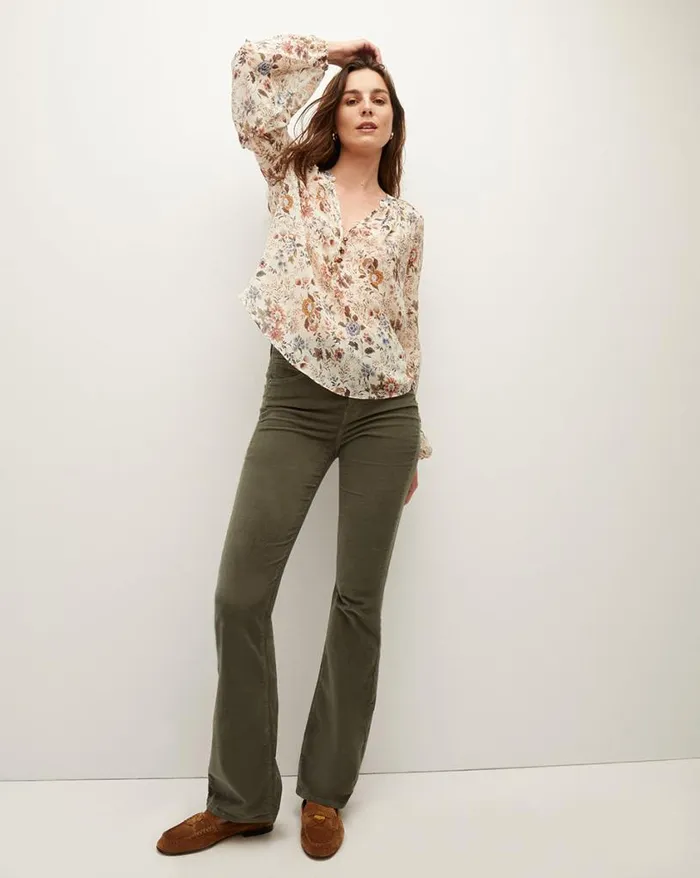 Tops and Tees Shop Veronica Beard Clarina Floral SilkGeorgette Top Ecru Multi