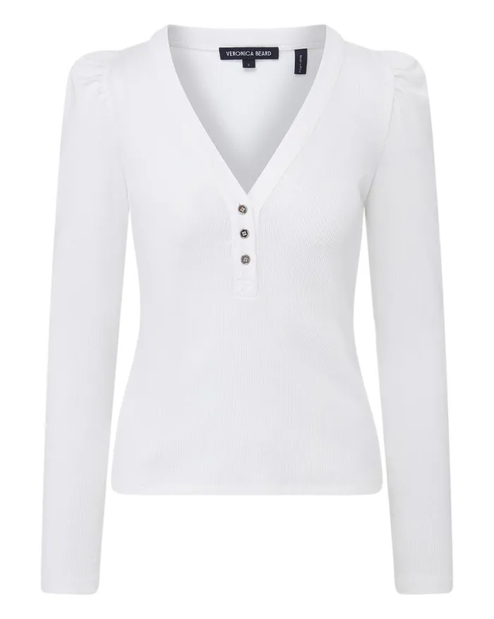 Tops and Tees Shop Veronica Beard Dekalb PuffSleeve Top White