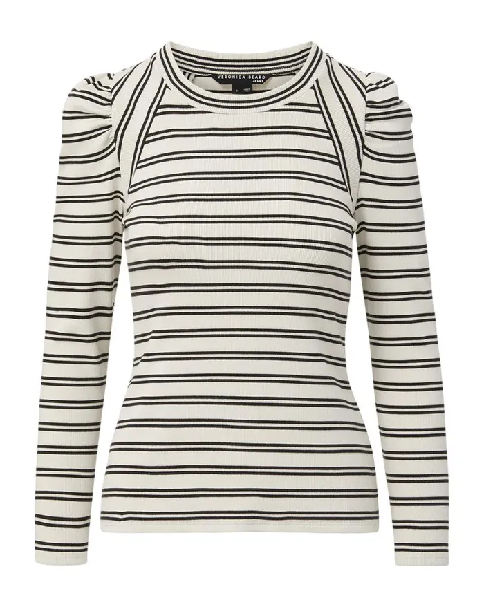 Tops and Tees Shop Veronica Beard Delano PuffSleeve Top Blackwhite