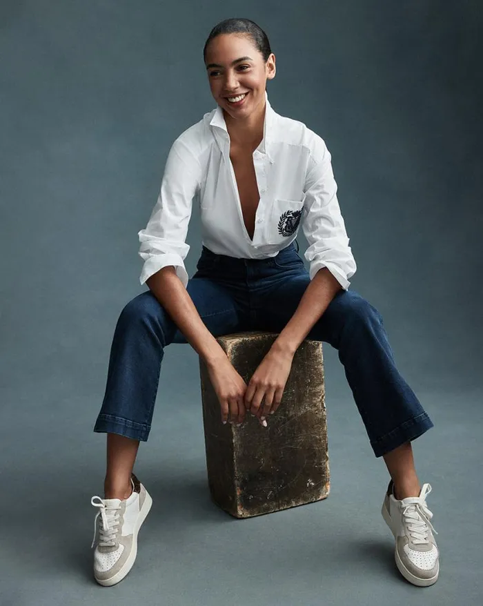 Tops and Tees Shop Veronica Beard Lloyd ButtonDown Top Logo Crest White
