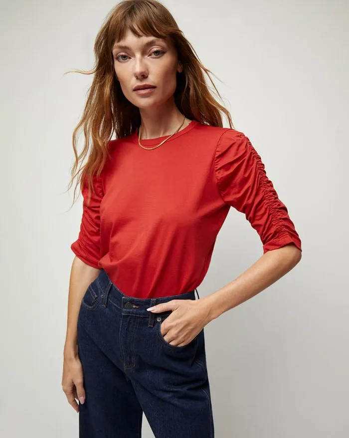 Tops and Tees Shop Veronica Beard RED X Veronica Beard Waldorf Tee Red