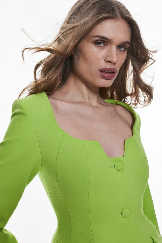 Tops Women Karen Millen Clean Tailored Corset Buttoned Blazer Jacket Lime