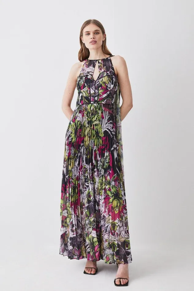 Tops Women Karen Millen Corset Detail Floral Pleated Halter Woven Maxi Dress Multi Tops Women Karen Millen Corset Detail Floral Pleated Halter Woven Maxi Dress Multi