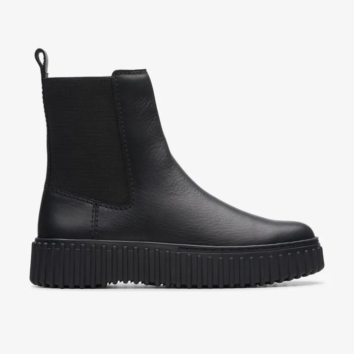 Torhill Maple Black Leather Women Clarks Boots and Booties