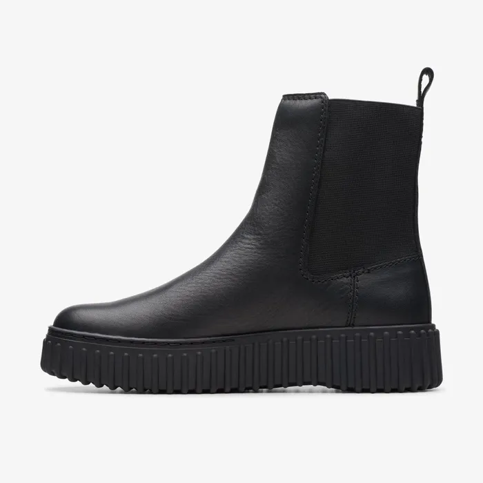 Torhill Maple Black Leather Women Clarks Boots and Booties