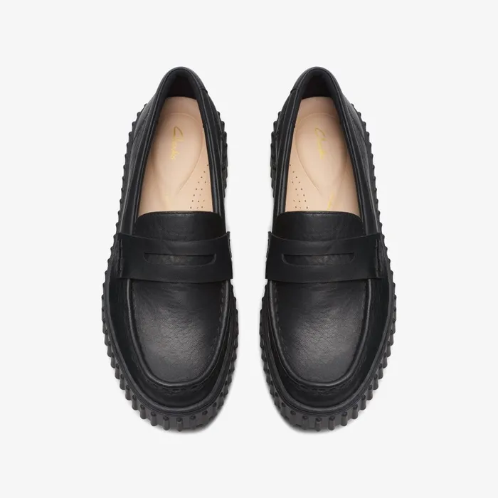 Torhill Penny Black Leather Women Clarks SlipOns