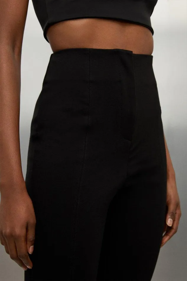 Trousers Women Karen Millen Diamante Trim Ponte Legging Black