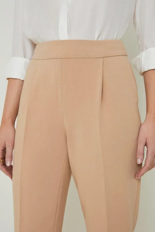 Trousers Women Karen Millen Petite Compact Stretch High Waist Tailored Trousers Camel