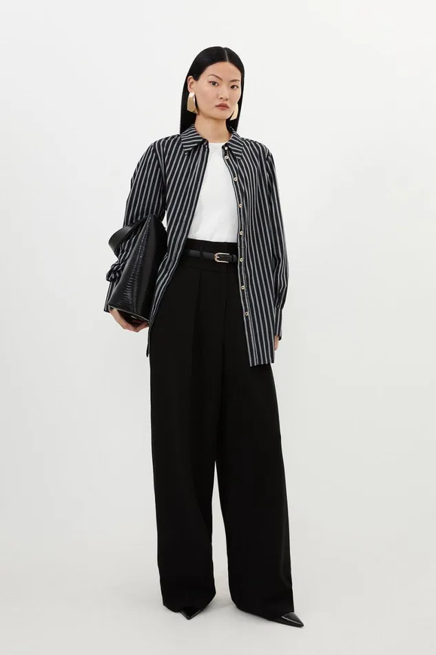Trousers Women Karen Millen Petite Compact Stretch Tailored High Waist Wide Leg Trousers Black Trousers Women Karen Millen Petite Compact Stretch Tailored High Waist Wide Leg Trousers Black