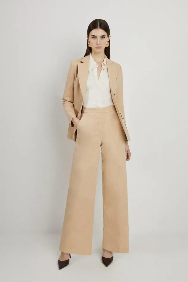 Trousers Women Karen Millen Petite Cotton Sateen Wide Leg Tailored Trousers Stone Trousers Women Karen Millen Petite Cotton Sateen Wide Leg Tailored Trousers Stone
