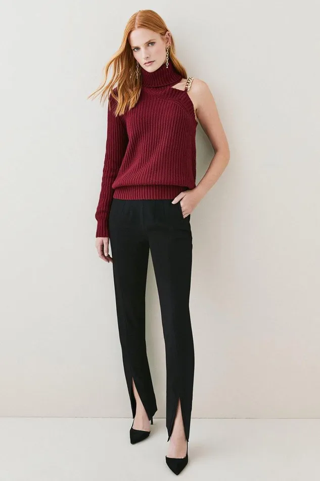 Trousers Women Karen Millen Slim Leg Darted Waist Tailored Trousers Black