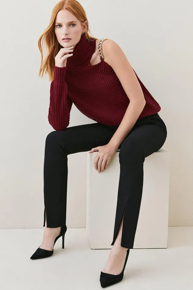 Trousers Women Karen Millen Slim Leg Darted Waist Tailored Trousers Black
