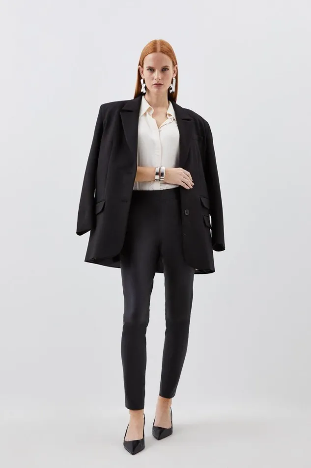 Trousers Women Karen Millen Stretch Leather Leggings Black