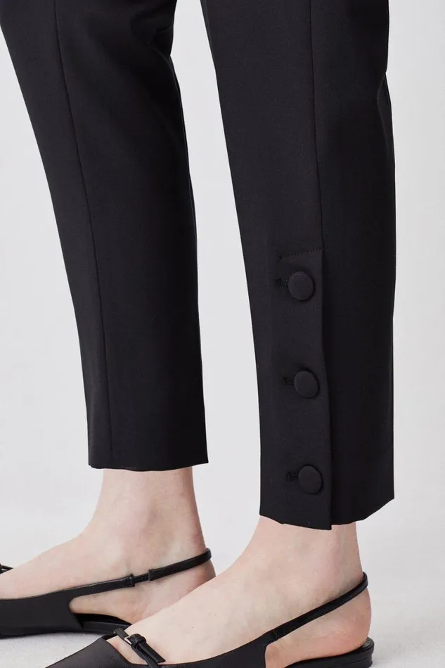Trousers Women Karen Millen Tailored Slim Leg Button Hem Trousers Black