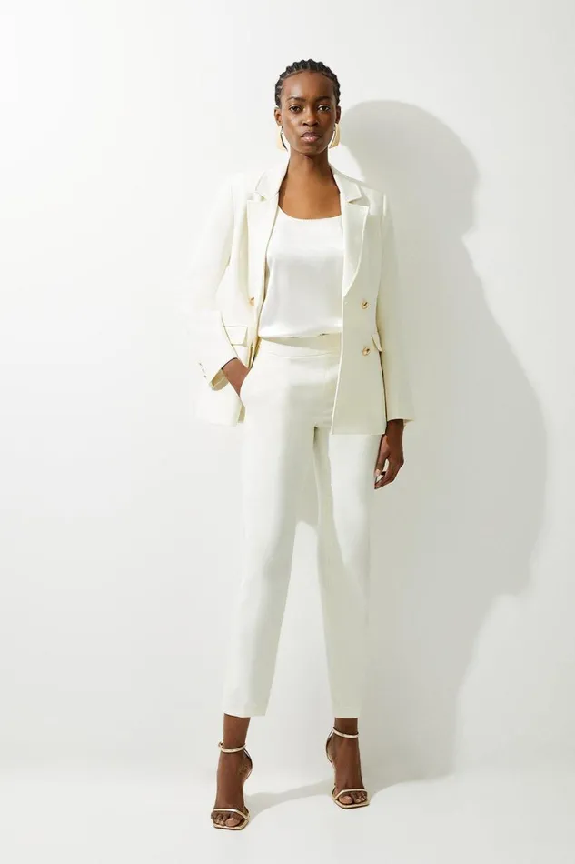 Trousers Women Karen Millen Tall Tailored High Waisted Slim Leg Trousers Cream