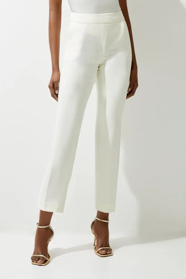 Trousers Women Karen Millen Tall Tailored High Waisted Slim Leg Trousers Cream