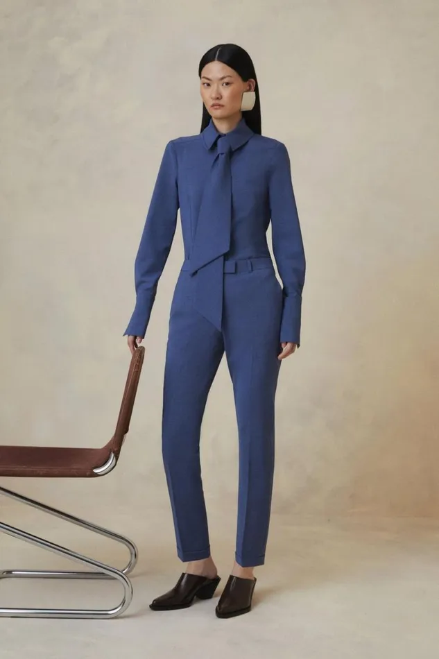 Trousers Women Karen Millen The Founder Tailored Wool Blend Straight Trousers Blue Trousers Women Karen Millen The Founder Tailored Wool Blend Straight Trousers Blue