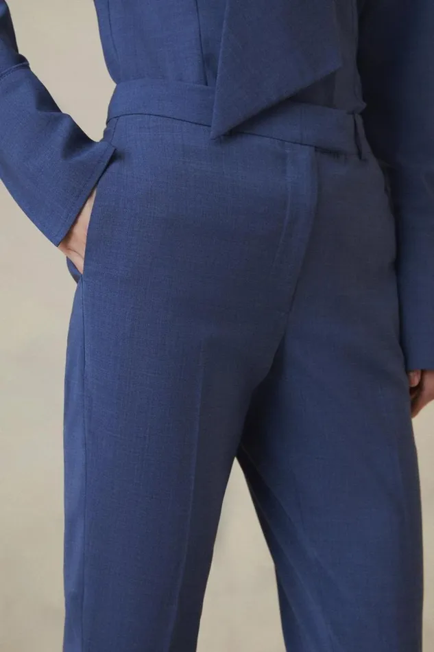 Trousers Women Karen Millen The Founder Tailored Wool Blend Straight Trousers Blue