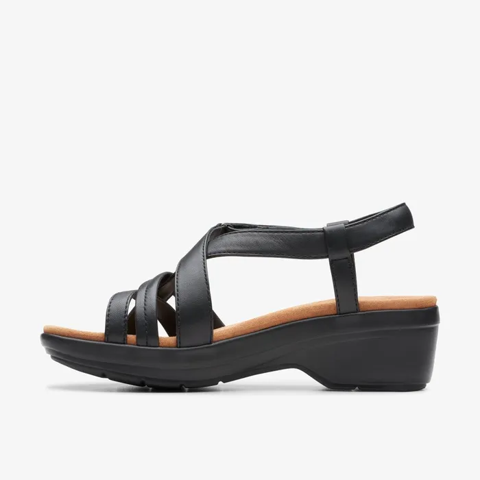 Tuleah May Black Leather Women Clarks Sandals and Flip Flops