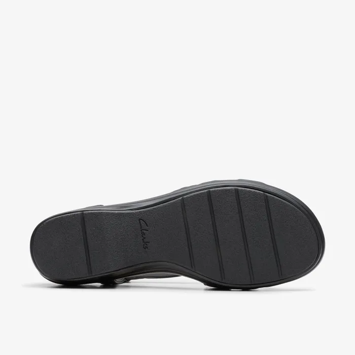 Tuleah May Black Leather Women Clarks Sandals and Flip Flops