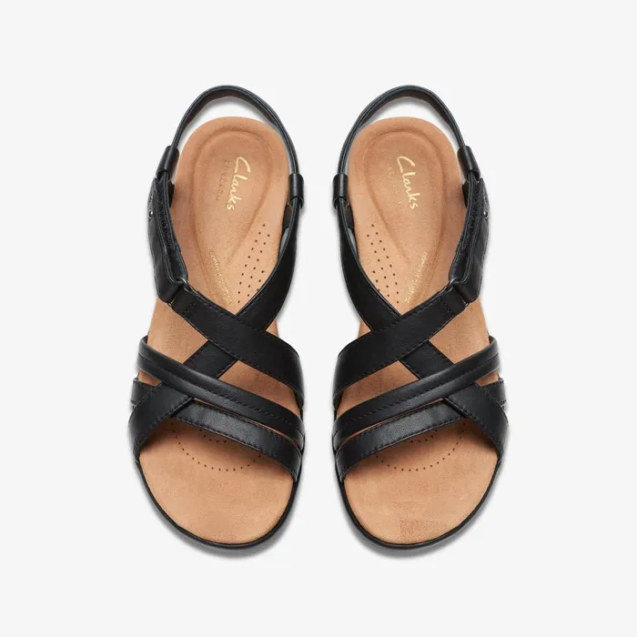 Tuleah May Black Leather Women Clarks Sandals and Flip Flops