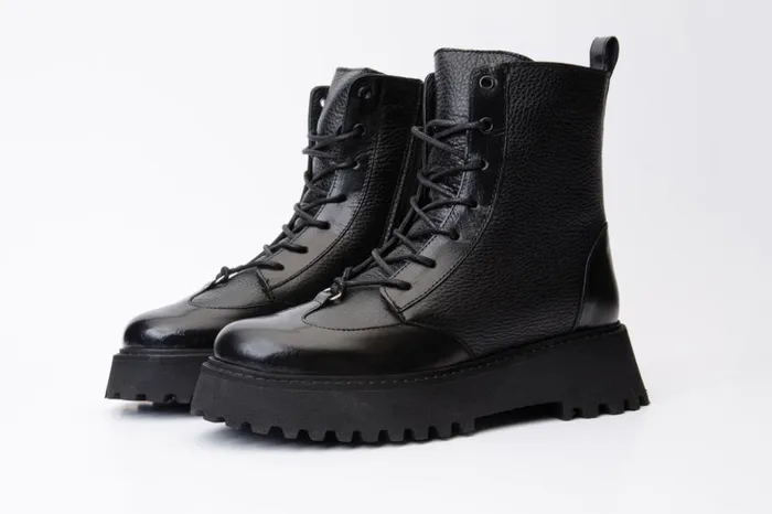 Vinci Leather Boots and Booties The Yildiz Black Leather LaceUp Ankle Boot With A Side Zipper 8211 Women