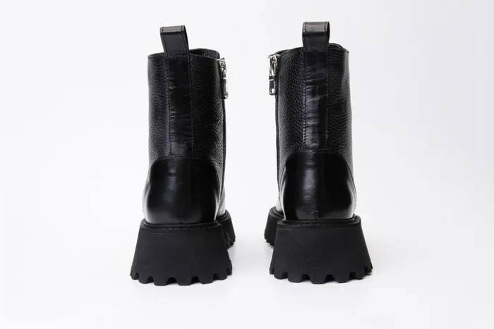 Vinci Leather Boots and Booties The Yildiz Black Leather LaceUp Ankle Boot With A Side Zipper 8211 Women