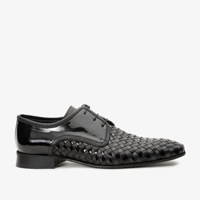 Vinci Leather Dress Shoes The Safaga Black Woven Derby Shoe 8211 Men