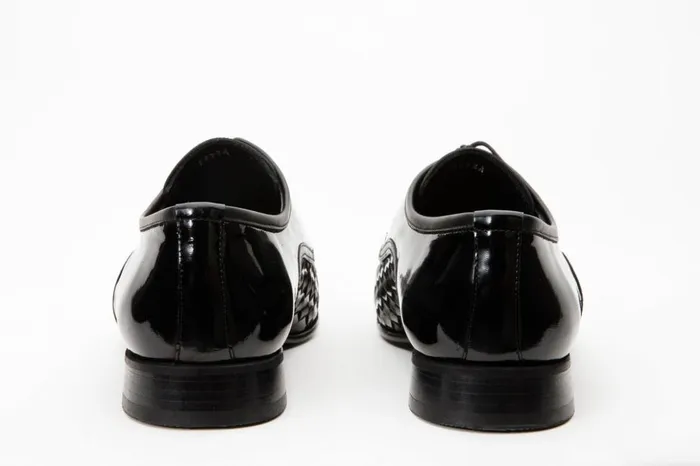 Vinci Leather Dress Shoes The Safaga Black Woven Derby Shoe 8211 Men