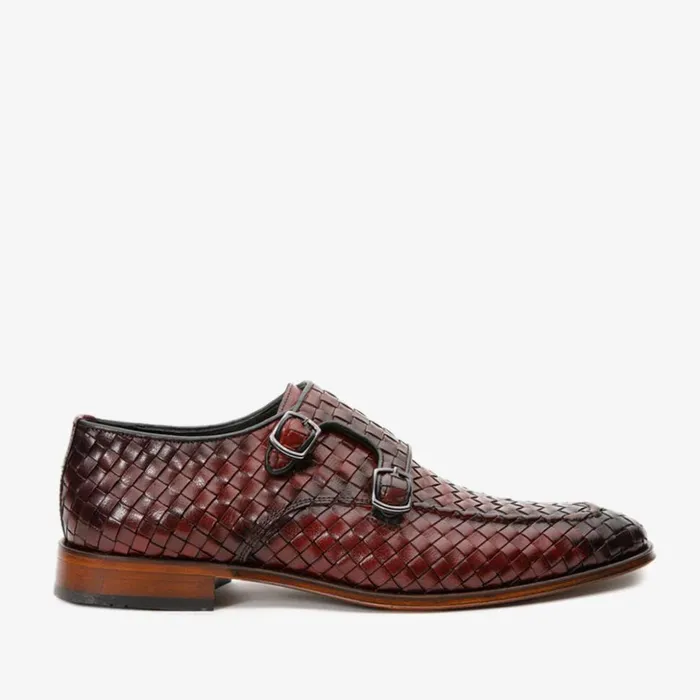 Vinci Leather Dress Shoes The Turan Burgundy Woven Double Monk Strap Dress Shoe 8211 Men Vinci Leather Dress Shoes The Turan Burgundy Woven Double Monk Strap Dress Shoe 8211 Men