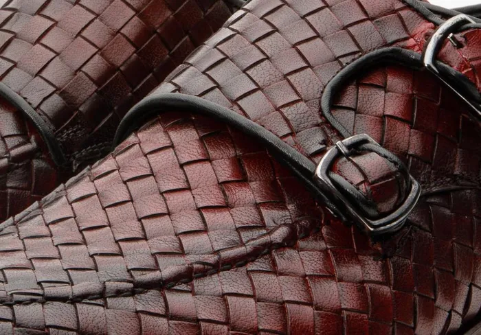 Vinci Leather Dress Shoes The Turan Burgundy Woven Double Monk Strap Dress Shoe 8211 Men