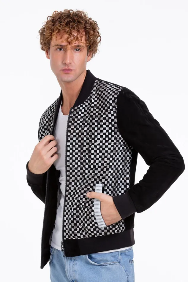 Vinci Leather Leather Jackets The Bedford Pythn Skin Handwoven Suede Leather Black Jacket 8211 Men
