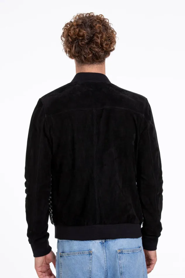 Vinci Leather Leather Jackets The Bedford Pythn Skin Handwoven Suede Leather Black Jacket 8211 Men