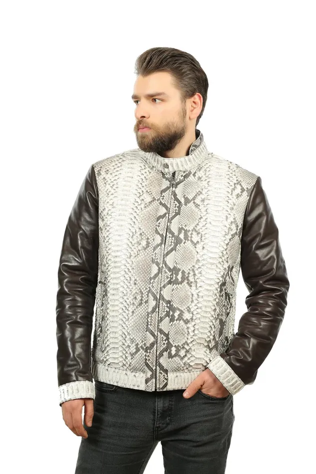 Vinci Leather Leather Jackets The Masten Pythn Natural Leather Jacket 8211 Men