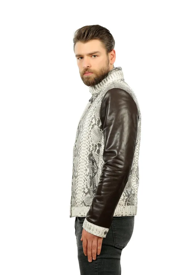 Vinci Leather Leather Jackets The Masten Pythn Natural Leather Jacket 8211 Men