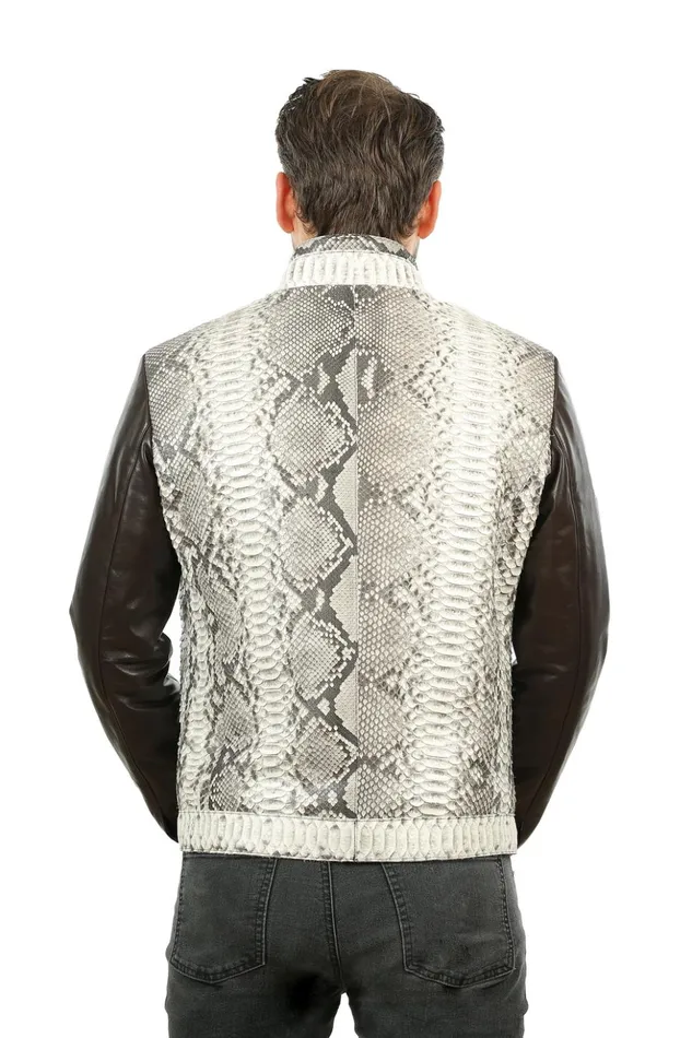 Vinci Leather Leather Jackets The Masten Pythn Natural Leather Jacket 8211 Men