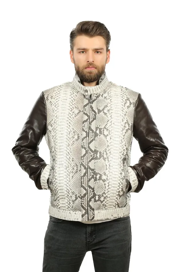 Vinci Leather Leather Jackets The Masten Pythn Natural Leather Jacket 8211 Men