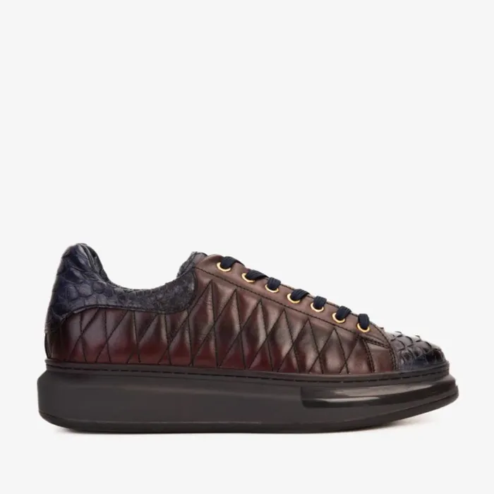 Vinci Leather Sneakers The Adler Navy Blue and Burgundy Snk Leather Sneaker Limited Edition 8211 Men