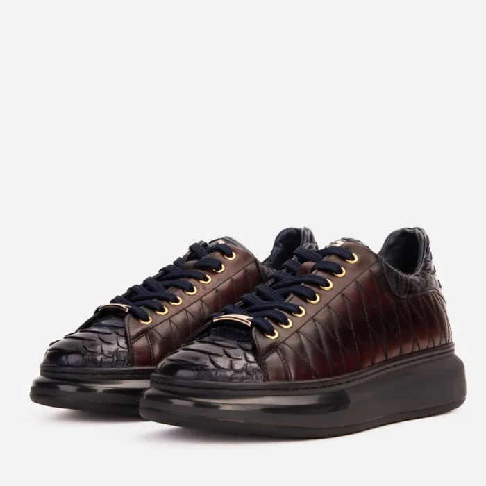 Vinci Leather Sneakers The Adler Navy Blue and Burgundy Snk Leather Sneaker Limited Edition 8211 Men