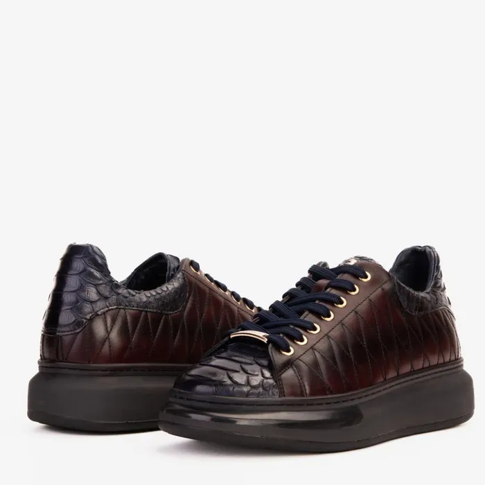 Vinci Leather Sneakers The Adler Navy Blue and Burgundy Snk Leather Sneaker Limited Edition 8211 Men